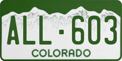 CO license plate ALL603