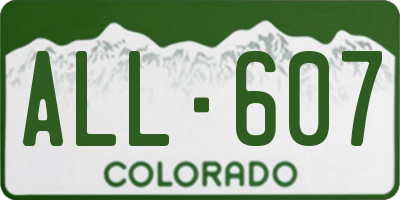 CO license plate ALL607