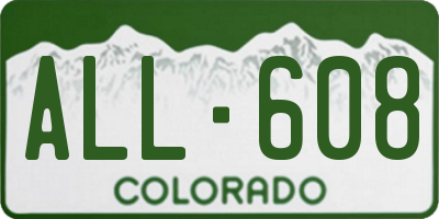 CO license plate ALL608