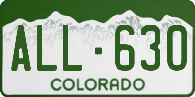 CO license plate ALL630