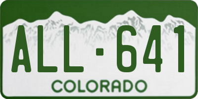 CO license plate ALL641