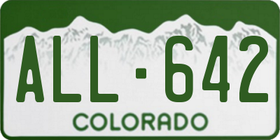 CO license plate ALL642