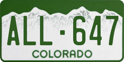 CO license plate ALL647