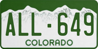 CO license plate ALL649