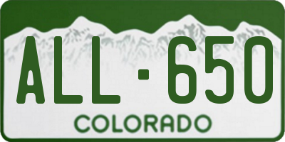 CO license plate ALL650