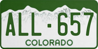 CO license plate ALL657
