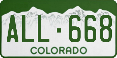 CO license plate ALL668