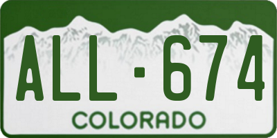 CO license plate ALL674