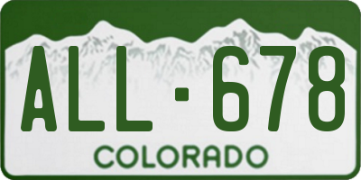 CO license plate ALL678