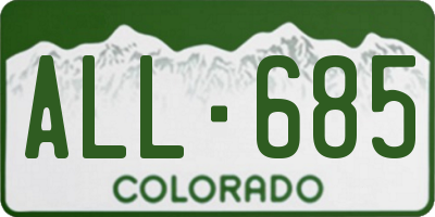 CO license plate ALL685