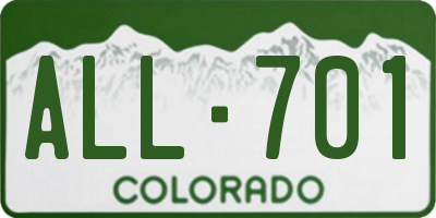 CO license plate ALL701