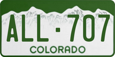 CO license plate ALL707