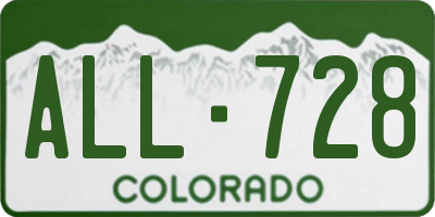 CO license plate ALL728