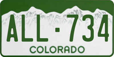 CO license plate ALL734