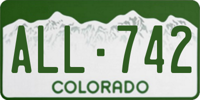 CO license plate ALL742