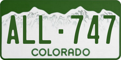 CO license plate ALL747