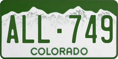 CO license plate ALL749