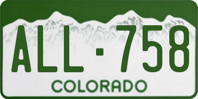 CO license plate ALL758