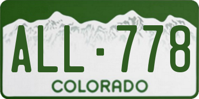 CO license plate ALL778
