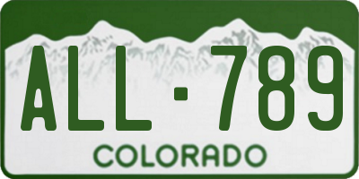 CO license plate ALL789