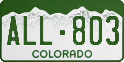 CO license plate ALL803
