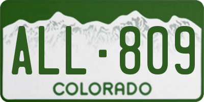 CO license plate ALL809
