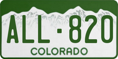 CO license plate ALL820