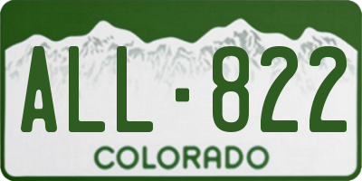 CO license plate ALL822