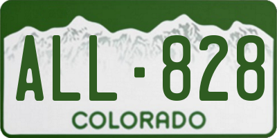 CO license plate ALL828