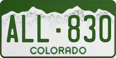 CO license plate ALL830