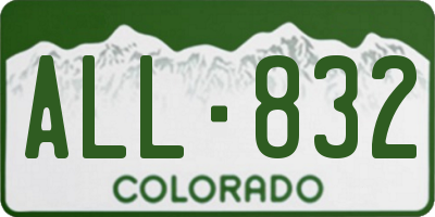 CO license plate ALL832