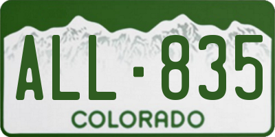 CO license plate ALL835