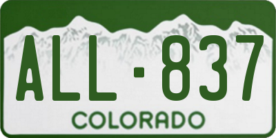 CO license plate ALL837
