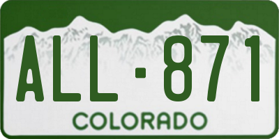 CO license plate ALL871