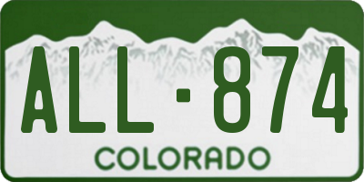 CO license plate ALL874