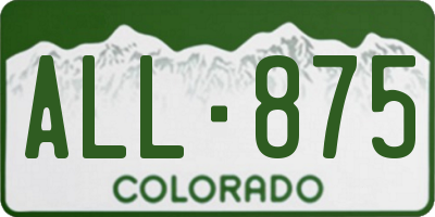 CO license plate ALL875