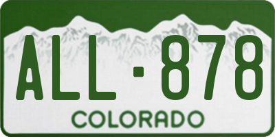 CO license plate ALL878