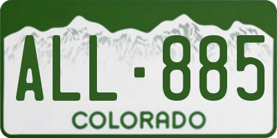 CO license plate ALL885