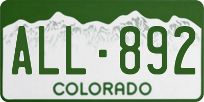 CO license plate ALL892