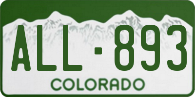 CO license plate ALL893