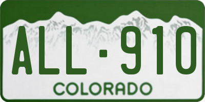 CO license plate ALL910