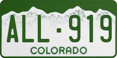 CO license plate ALL919