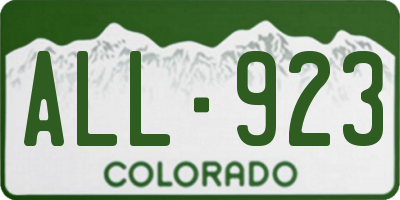CO license plate ALL923