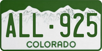 CO license plate ALL925