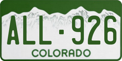 CO license plate ALL926