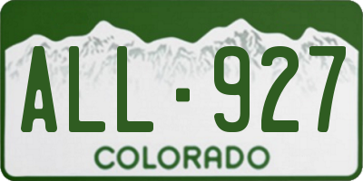 CO license plate ALL927