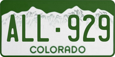 CO license plate ALL929