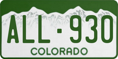 CO license plate ALL930