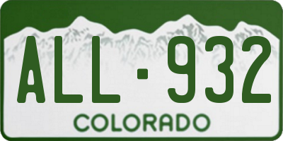 CO license plate ALL932
