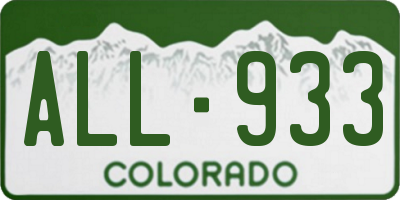 CO license plate ALL933